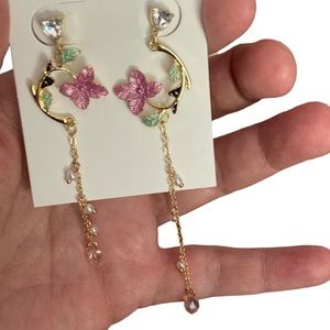 New Mixed Length Floral Drop Earrings